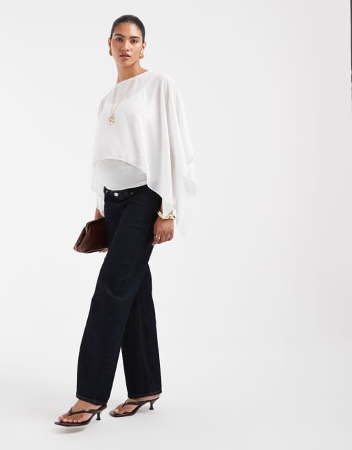 Vero Moda Maternity chuck on cape top in white, 2 of 4