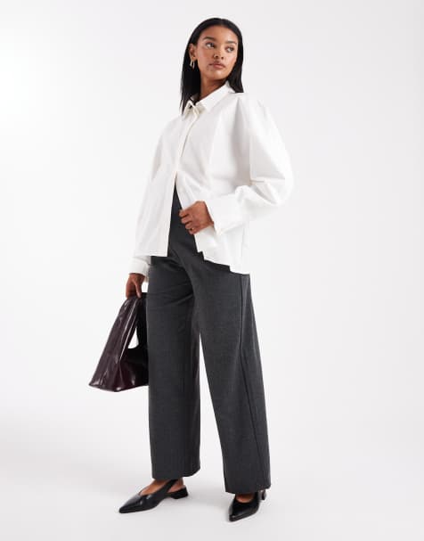 Vero Moda Maternity wide leg jersey trouser in black herringbone