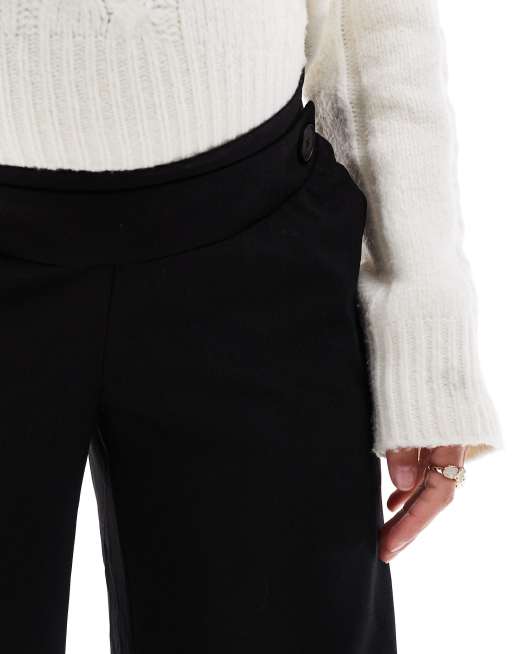 Vero Moda Maternity – Czarne wsuwane spodnie dżersejowe z guzikami w talii, 2 z 5