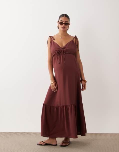 Vero Moda Maternity – Czerwona warstwowa sukienka midi na wiązanych ramiączkach - view 1