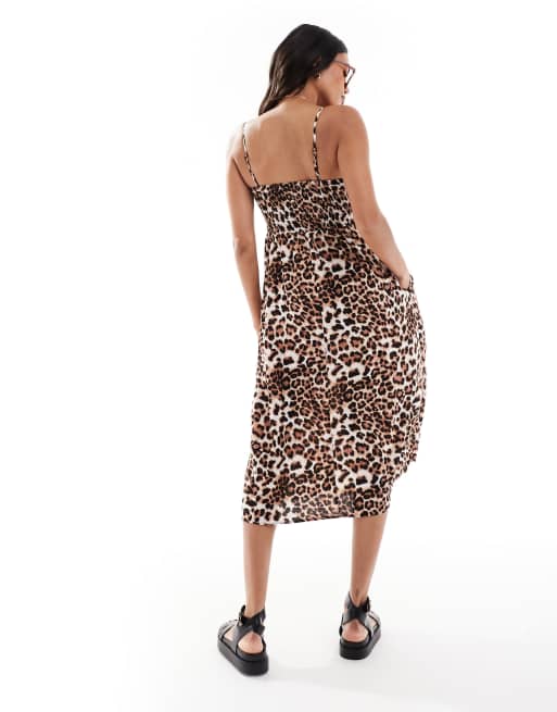 Vero Moda Maternity Easy shirred cami ankle dress in leopard , 4 of 4