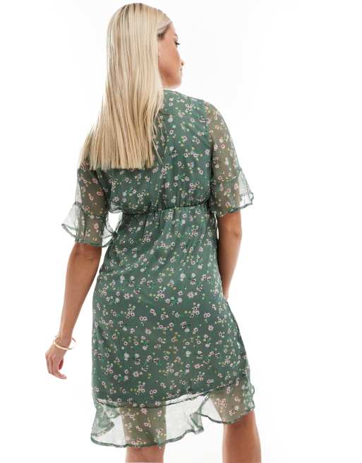 sage green floral maternity dress Maternity Nova Chiffon Floral Print Dress main image 1