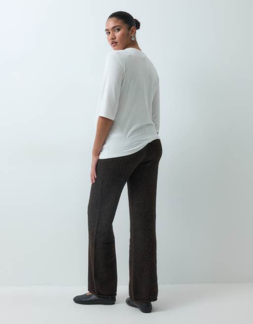 Vero Moda Maternity gebreide broek met wijde pijpen en strikceintuur in donkerbruin, 5 van 5