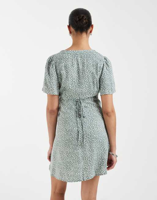 Vero Moda Maternity - Grøn tea-kjole i minilængde med polkaprikker og knapper foran, 4 af 4