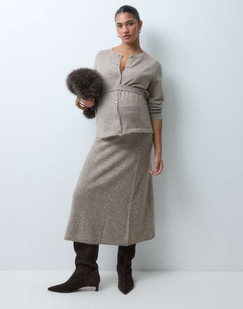 Vero Moda Maternity knitted co-ord in neutral - view 1