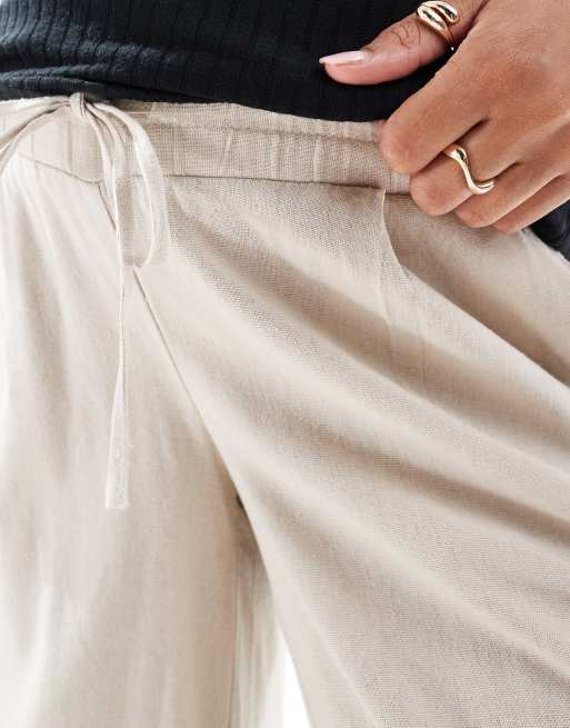 Vero Moda Maternity linen blend wide leg trousers in cream, 5 of 5