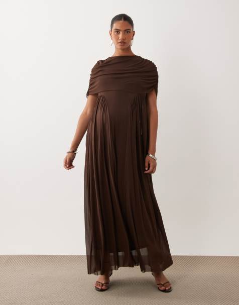 Vero Moda Maternity maxi jurk met capedetail in coffee brown - view 1