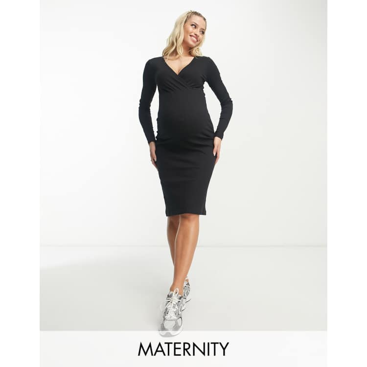 princess polly baby blue dress Eleanora Bamboo Maternity & Nursing Dress | Black - 1x main image 0