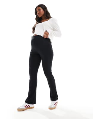 Shop Vero Moda Maternity Over The Bump Ribbed Flared Leggings