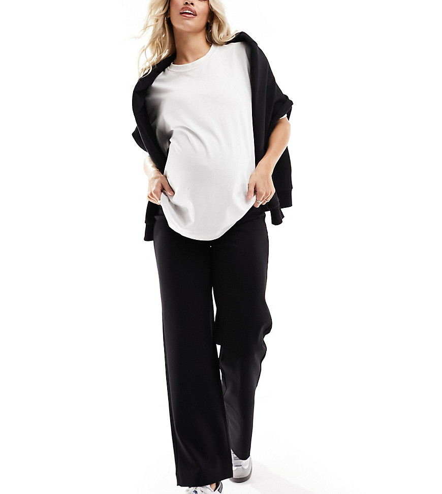 Vero Moda Maternity over the bump straight leg trousers in black