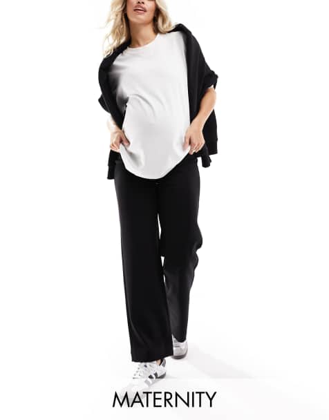 Vero Moda Maternity over the bump straight leg trousers in black