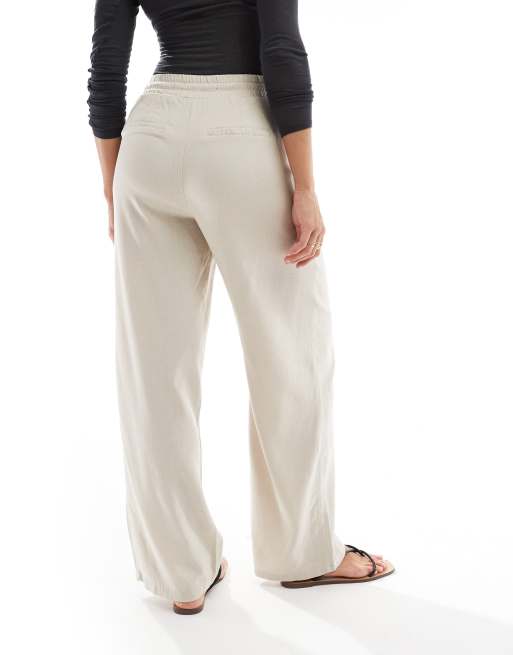 Vero Moda Maternity - Pantaloni affusolati in misto lino color pietra, 5 di 5