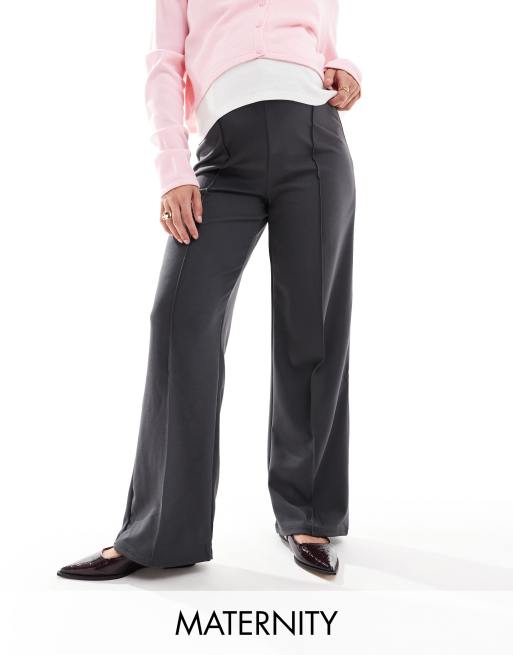 Vero Moda Maternity pleat front wide leg pants in gray