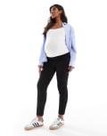 [Vero Moda Maternity] Vero Moda Maternity pull on tapered pants with turn up in black XS Black