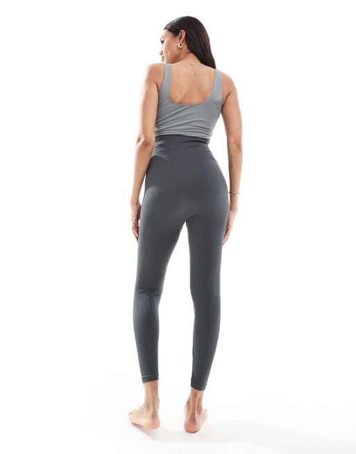 Vero Moda Maternity ribbed seamless leggings in asphalt gray, 3 of 5