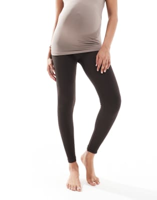 ribbed seamless leggings in java brown