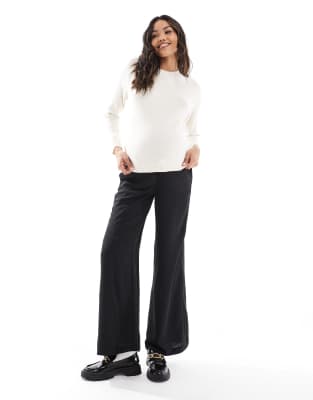 Shop Vero Moda Maternity Round Neck Knitted Sweater In White