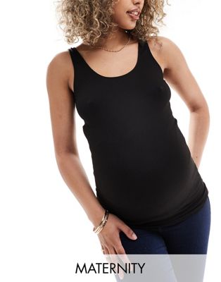 Vero Moda Maternity seamless vest top in black