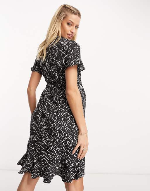 Vero Moda Maternity - Slå-om-minikjole med prikker, 3 af 4
