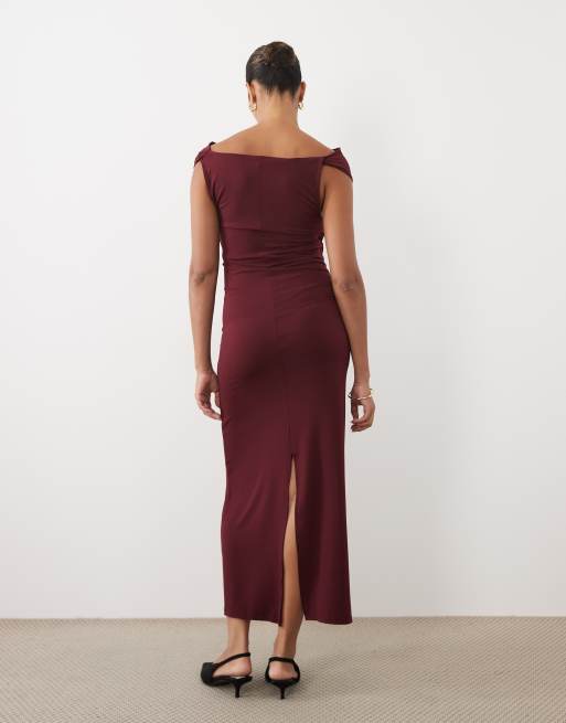 Vero Moda Maternity sleeveless twist detail maxi dress in burgundy, 2 of 4
