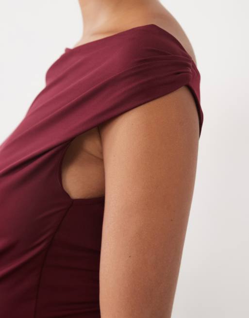 Vero Moda Maternity sleeveless twist detail maxi dress in burgundy, 3 of 4