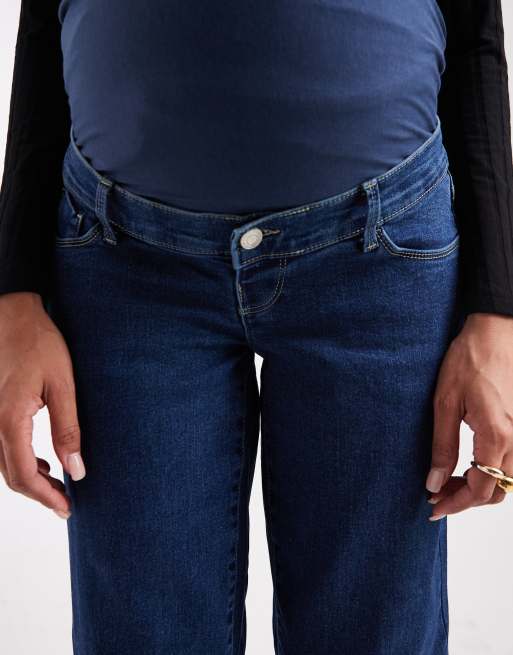 Vero Moda Maternity straight leg jeans with overbump band in dark
