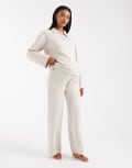 [Vero Moda Maternity] Vero Moda Maternity super soft tie waist wide leg pants in cream (Part of a set)-White XXL Pumice stone