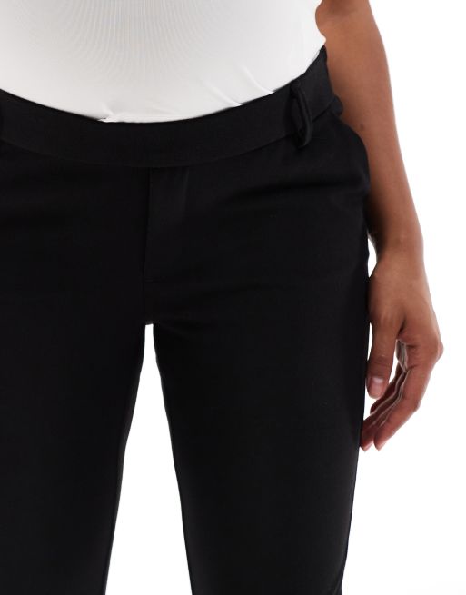 Vero Moda Maternity – Svarta, avsmalnande byxor i dra på-stil med uppvikt kant, 5 av 5