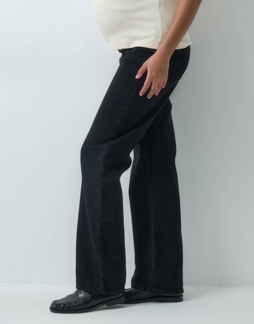 Vero Moda Maternity Tessa jeans med brede ben og taljekant over maven i sort, 4 af 5