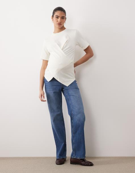 Vero Moda Maternity - Tessa - Jeans med vide ben og blødt mavebånd i mellemblå vask - view 1