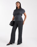 [Vero Moda Maternity] Vero Moda Maternity textured jersey wide leg pants in asphalt grey (Part of a set) XXS Asphalt