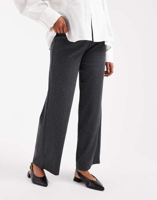 Vero Moda Maternity wide leg jersey pants in black herringbone