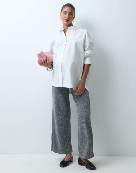 Vero Moda Maternity wide leg jersey trouser in black salt and pepper - view 1