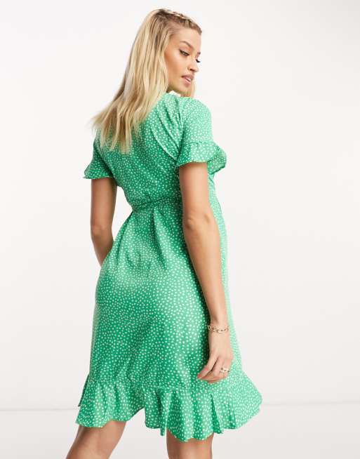 slim fit dress slacks L'agence Women's AMANI Wrap Minidress - Grass Green main image 0