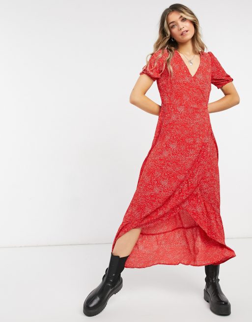 Metode beton arkitekt Vero Moda max wrap dress in berry red | ASOS