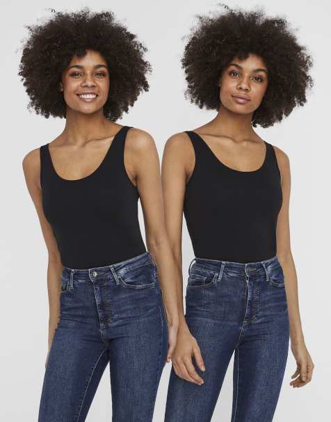 Vero Moda Maxi 2-pack bezrękawna koszulo-kurtka z dekoltem U w kolorze czarnym - view 1