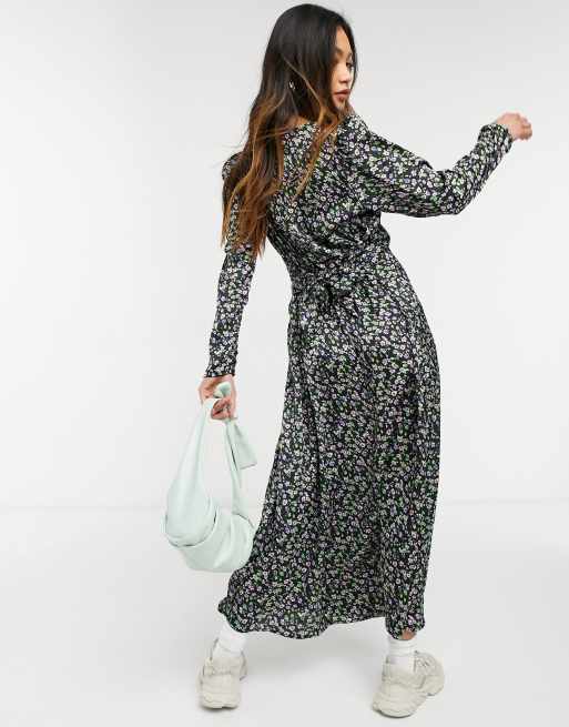 forslag gentagelse smertestillende medicin Vero Moda maxi dress with tie side in dark floral | ASOS