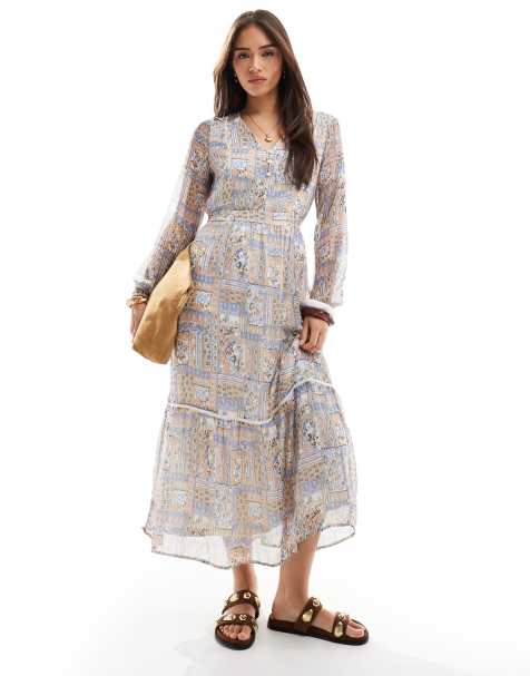 Vero Moda – Maxi-Hängerkleid in Rosa mit Patchwork-Muster - view 1