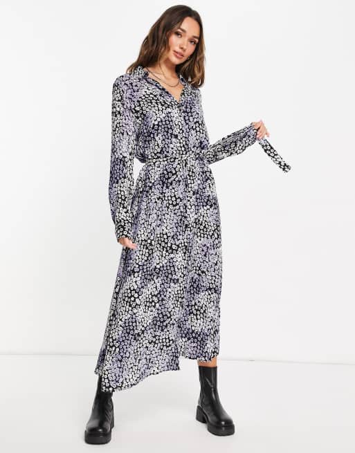 Vero Moda – Maxi-Hemdkleid mit blauem Blümchenmuster, 4 von 4
