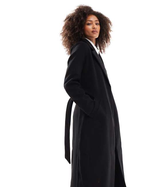 Vero Moda – Maxi-Mantel in Schwarz mit Bindegürtel, 2 von 4