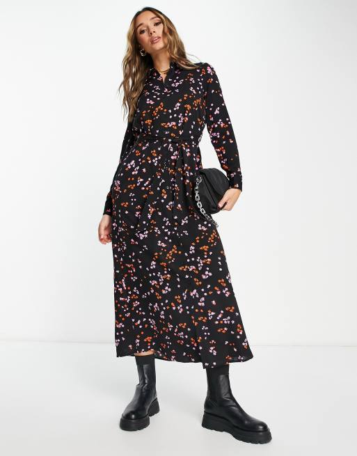 Lange Jurk Vero Moda Blousejurk Zwart Vero Moda Maxi-overhemdjurk