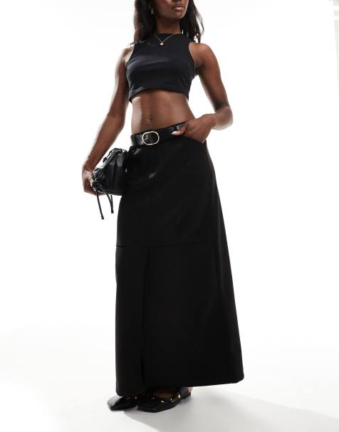 Vero Moda - Maxi rok van imitatiesuède met split aan de voorkant in zwart - view 1
