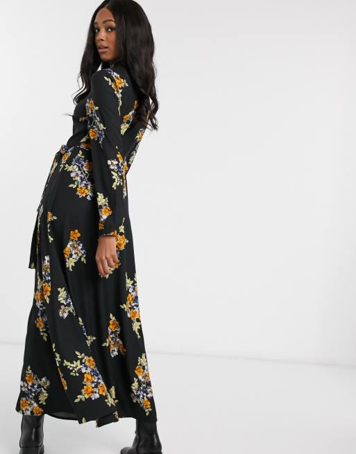 Floral maxi shirt dress best sale