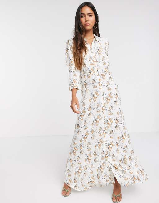 paar atoom Mediaan Vero Moda maxi shirt dress in white floral | ASOS