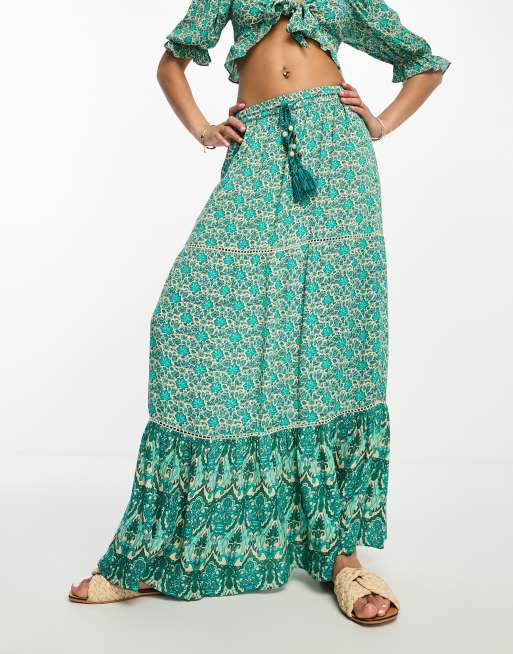 Vero Moda maxi skirt in blue floral part of a set