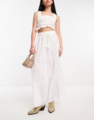 VERO MODA MAXI SKIRT WITH TIE WAIST IN WHITE