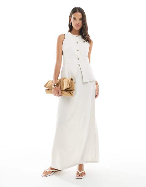 Vero Moda maxi tailored skirt co-ord in cream