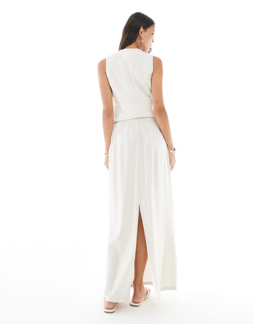 Vero Moda maxi tailored skirt co-ord in cream, 2 of 5