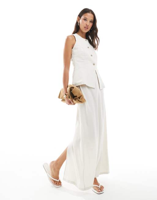 Vero Moda maxi tailored skirt co-ord in cream, 5 of 5