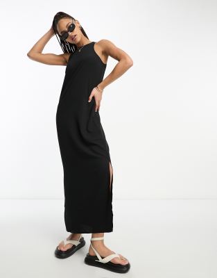 Vero Moda - Maxikleid in Schwarz mit Ringerrücken-Black